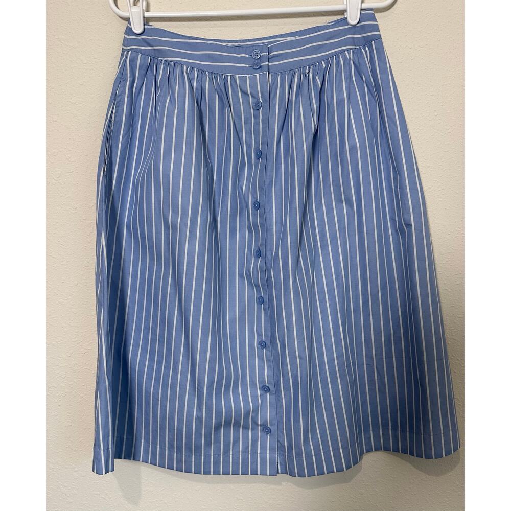 Who What Wear Skirt Size 4 Blue White Striped Button Front Pockets